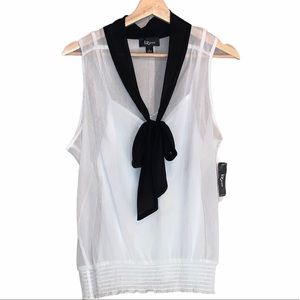 IZ Byer White Sheer Tie Font Sleeveless Top